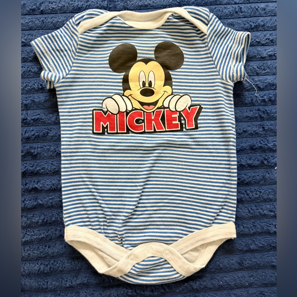 Disney Baby Blue and White Striped Onesie